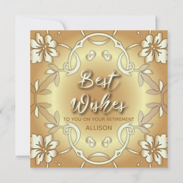 Invitation Gold Elegant Floral Meilleurs voeux Sur Votre Retr (Devant)
