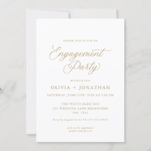 Invitation Gold Elegant Moderne Calligraphie Partie d'engagem