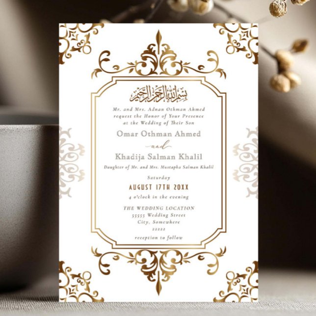 Invitation Gold Elegant Ornament Vintage Islamic Wedding (Créateur téléchargé)