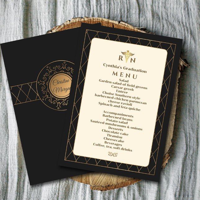 Invitation Gold Elegant Ornate Romantique Médicale Graduation ("The Golden Touch: Crafting an Elegant Medical Graduation Dinner Invitation":#receptionmenu)