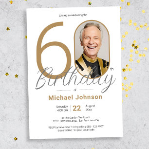 Invitation Gold Elegant Photo 60th Birthday Party