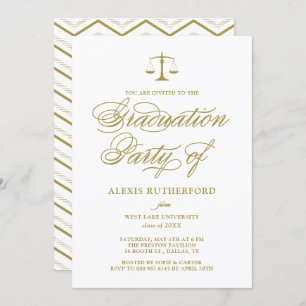Invitation Gold Elegant Script Law School Graduation