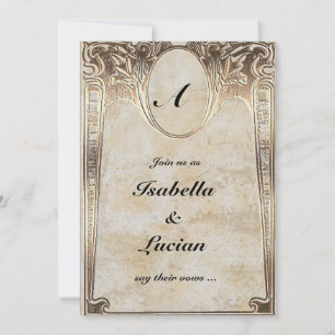 Invitation Gold Embossed Look Steamunk