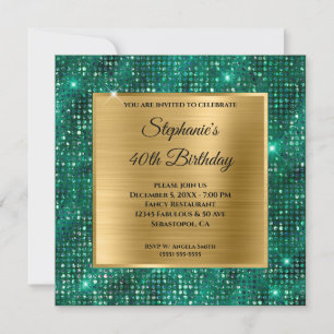 Invitation Gold Emerald Diamond Étalé huile 40e anniversaire