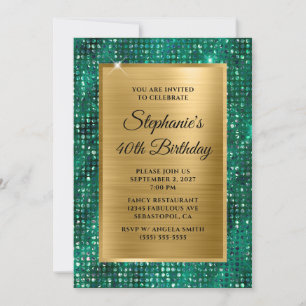 Invitation Gold Emerald Diamond Étalé huile 40e anniversaire