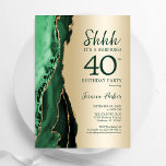 Invitation Gold Emerald Green Agate Surprise 40e anniversaire<br><div class="desc">Émeraude vert et or agate surprise 40e anniversaire invitation de fête. Design élégant et moderne avec aquarelle agate marbre arrière - plan,  fausse parties scintillant or et typographie script de police. Carte invitation branchée parfaite pour une célébration anniversaire féminine élégante. Invitations Zazzle imprimées ou téléchargement instantané modèle imprimable numérique.</div>