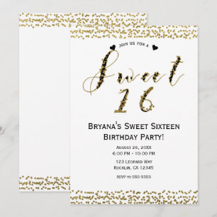 Invitation Gold et Black Chic Sweet 16 Anniversaire