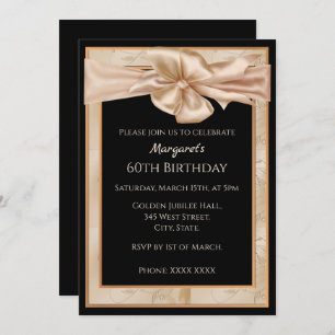 Invitation Gold et Black Elegant 60e anniversaire pour femmes