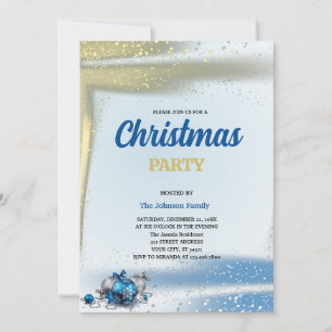 Invitation Gold et bleue Glitter boules NOËL FÊTE