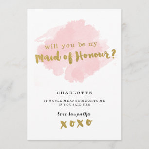 Invitation Gold et Blush Serez-vous ma servante d'honneur ?