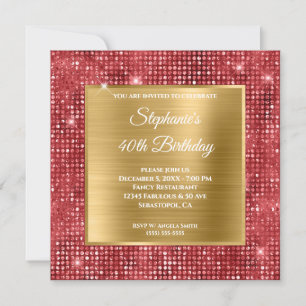 Invitation Gold et Ruby Diamond Farine farcie 40e anniversair