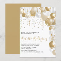 Invitation Gold Et White Anniversaire