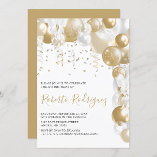 Invitation Gold Et White Anniversaire