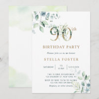 Gold Eucalyptus Botanical 90e fête d'anniversaire