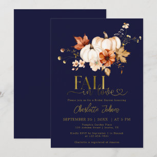 Invitation Gold Fall In Love Marine Cream Citrouille Fête des