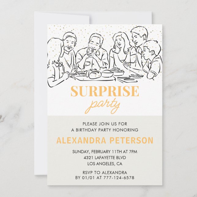 Invitation Gold Family Surprise fête 94e anniversaire (Devant)