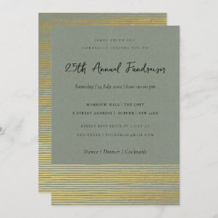 INVITATION GOLD FAUX GRAY SKETCH STRIPED LINE ÉVÉNEMENT D'ENT