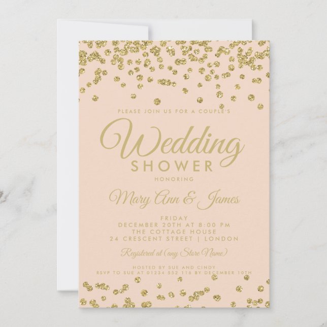Invitation Gold Faux Parties scintillant Confetti Couple’s Sh (Devant)