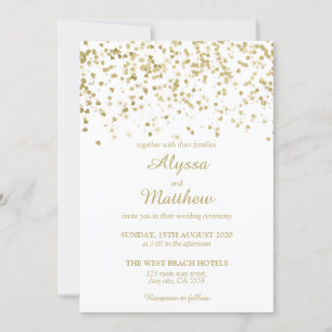 Invitation Gold Faux Parties scintillant Confetti Luxe Mariag