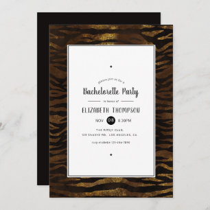 Invitation Gold Faux Parties scintillant Jungle Tiger Bachelo