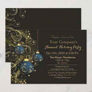 Invitation Gold Festive Corporate fête de vacances