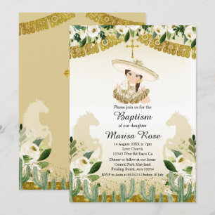 Invitation Gold Fiesta Girl Baptism Christening