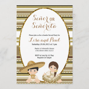 Invitation Gold Fiesta Señor ou Señorita Genre Revela