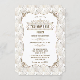 Invitation Gold Fleur-de-lis Art déco Soirée du Nouvel An