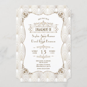 Invitation Gold Fleur de lis Great Gatsby Engagement Party
