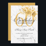 Invitation Gold Floral 60e Anniversaire Marbre de fête<br><div class="desc">Elégante 60ème anniversaire de fête Gold Floral Marbre modèle invitation. Doté d'un arrangement floral moderne.</div>
