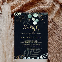 Gold Floral BabyQ Baby shower Bleu Barbecue