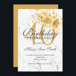 Invitation Gold Floral Marbre de fête du 40e anniversaire<br><div class="desc">Elégante fête d'anniversaire 40th Gold Floral Marble modèle d'invitation. Doté d'un arrangement floral moderne.</div>