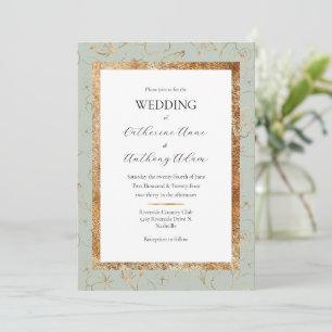 Invitation Gold Floral Sage Vert Mariage moderne