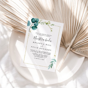 Invitation Gold Floral Tropical Green Nuestra Boda Mariage
