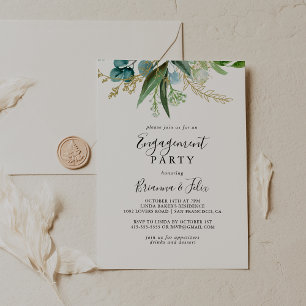 Invitation Gold Floral Tropical Green Party