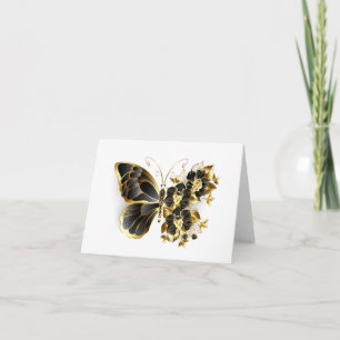 Invitation Gold flower Butterfly with Black Orchid