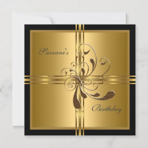 Invitation Gold Flowers Abstrait