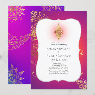 Invitation Gold Foil Arabian Bollywood Couples Douche