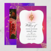 Gold Foil Arabian Bollywood Mariage Photo Invitati