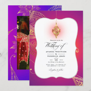 Invitation Gold Foil Arabian Bollywood Mariage Photo Invitati