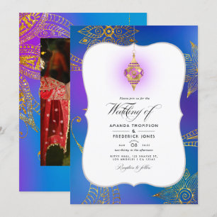 Invitation Gold Foil Arabian Bollywood Mariage Photo Invitati