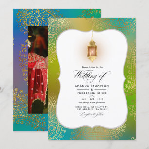 Invitation Gold Foil Arabian Bollywood Mariage Photo Invitati