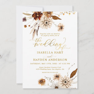 Invitation Gold Foil Chute Boho Terracotta Mariage neutre