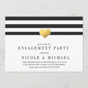 Invitation Gold Foil Coeur + Stripes