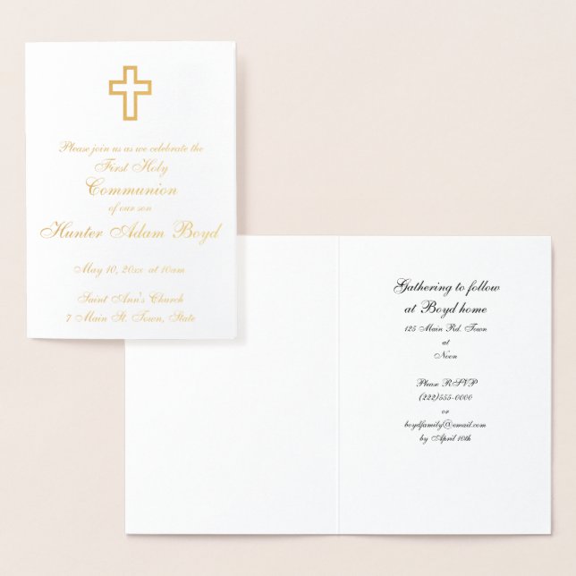 Invitation Gold Foil Cross (Affichage)