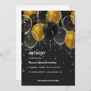 Invitation Gold Foil et Confetti Anniversaire de fête Invi