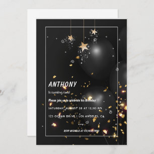 Invitation Gold Foil et Confetti fête d'anniversaire