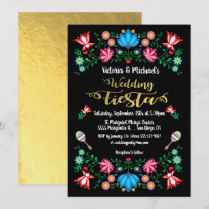 Invitation Gold Foil Floral Mariage mexicain Fiesta