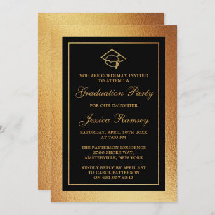 Invitation Gold Foil Graduation Casquette Graduation Party