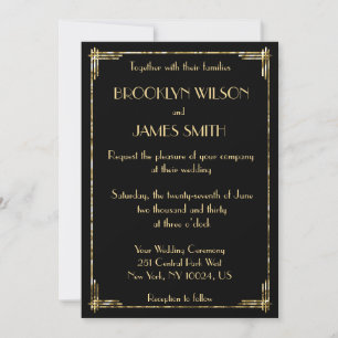 Invitation Gold Foil Great Gatsby Art Déco Wedding Invite